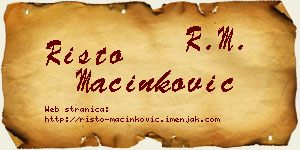 Risto Mačinković vizit kartica